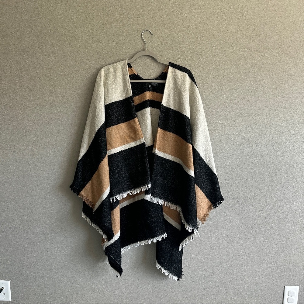 Express Striped Black and Tan Shawl